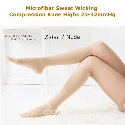 (Microfiber) 23-32mmHg Sweat Wicking Compression Knee High Stockings ...